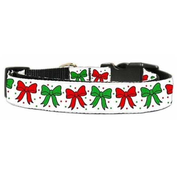 Unconditional Love Christmas Bows Nylon Ribbon Collar Medium UN389517